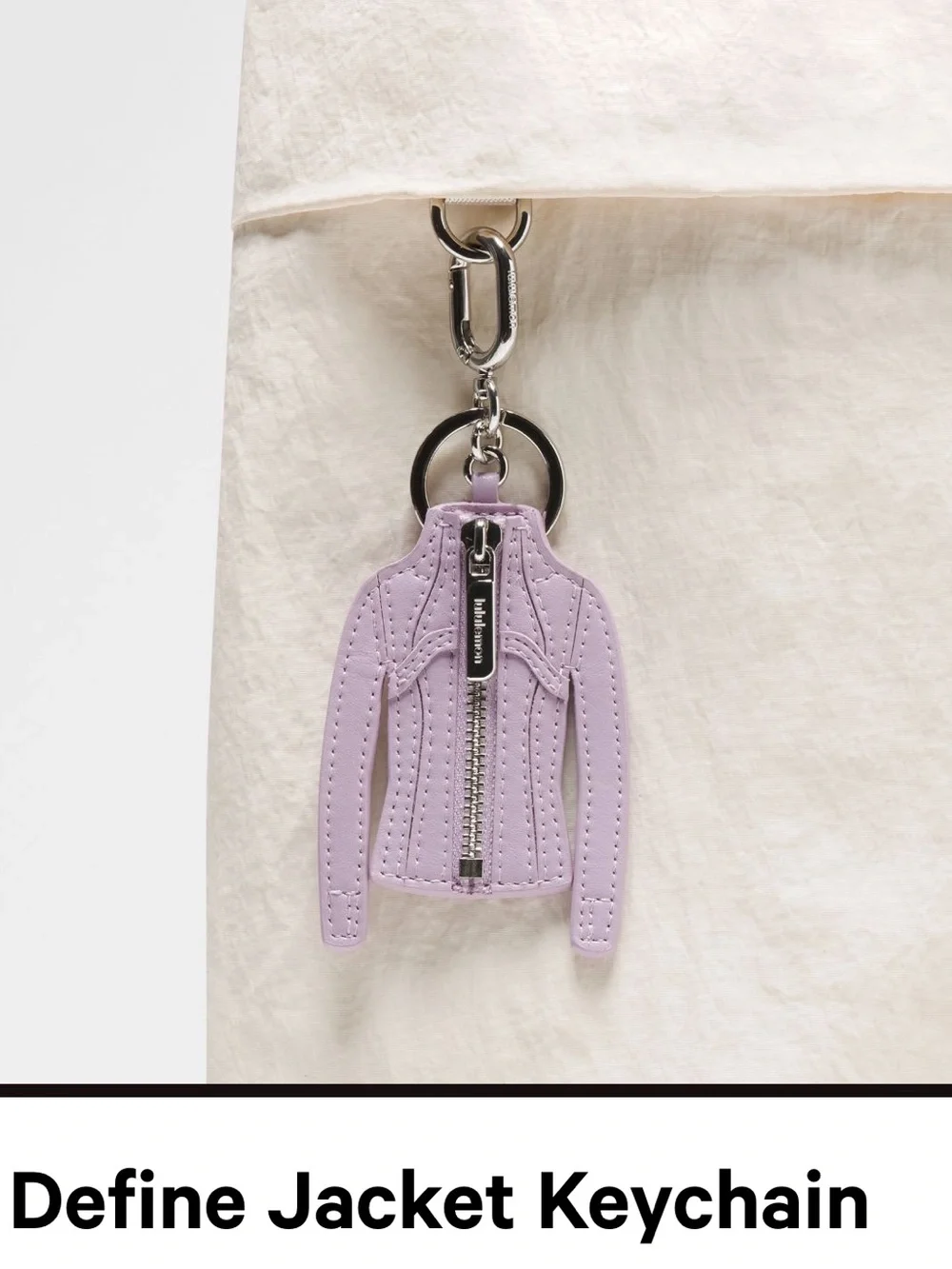 Lululemon Lilac Mini Define Jacket Keychain with Silver Hardware NWT